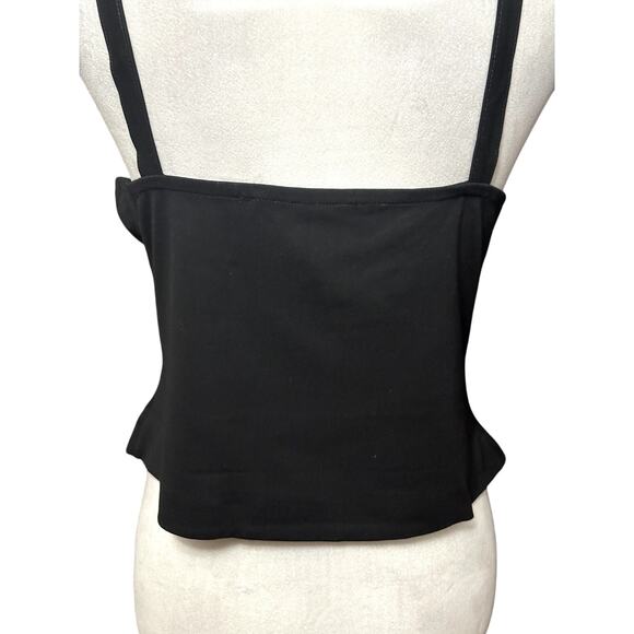 French Connection Halter Neck Top Built In Shelf Bra Sleeveless Black W XL NWT - Picture 7 of 9